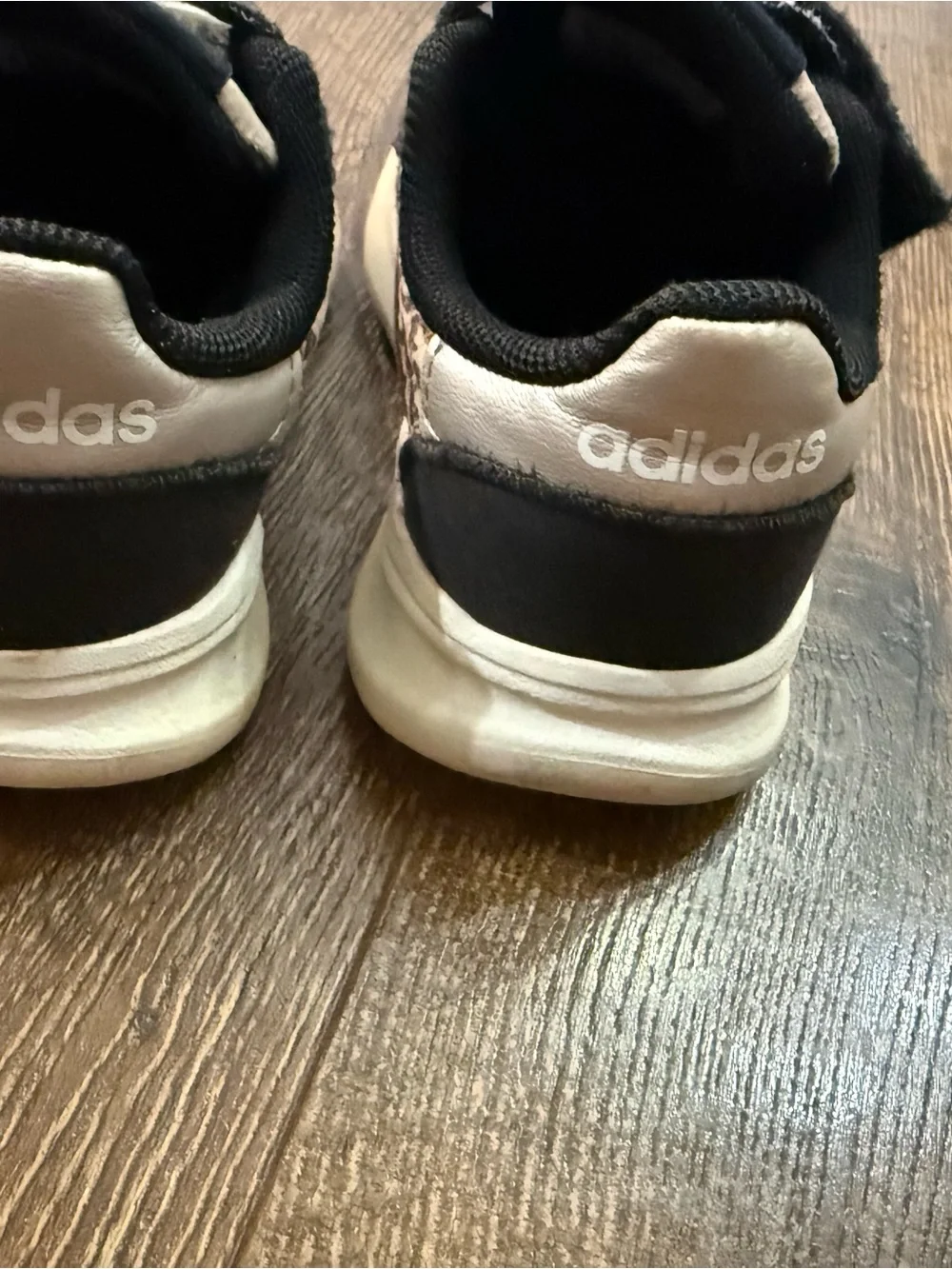 adidas Kids Black Sneakers with Leopard Accent